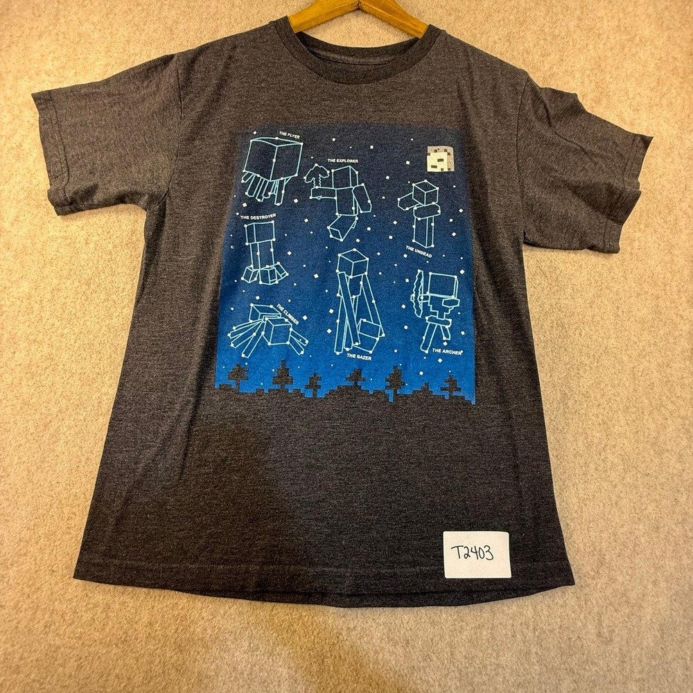 Minecraft Jinx Constellation Graphic T-Shirt Charcoal Heather Grey Youth L